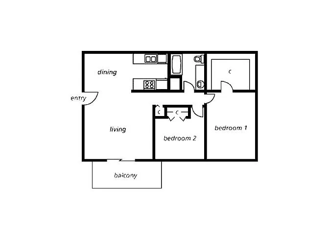 Floor plan Two Bedroom One Bathroom