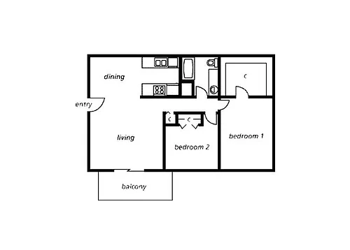 Floor plan Two Bedroom One Bathroom