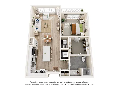 Floor plan 1C - One Bedroom
