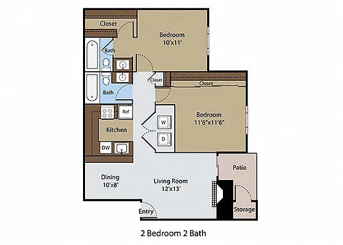 Floor plan 2 BR 2 BA