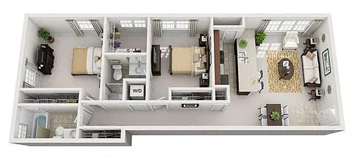 Floor plan 2 Bedroom, 2 Bath 972 SF 22