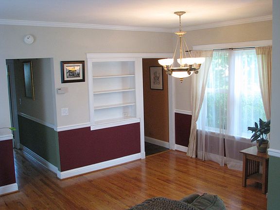 Built in bookshelf in dining room