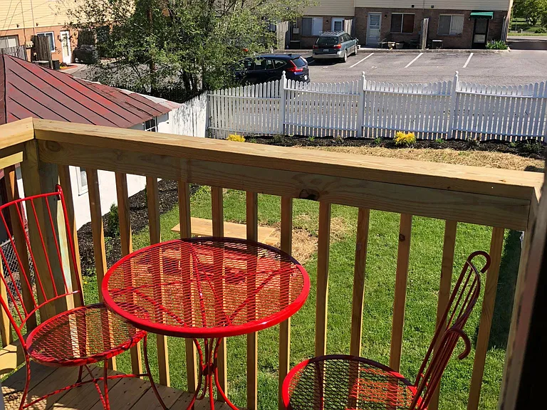 Deck off kitchen, looking over back yard