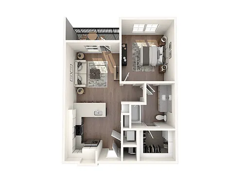 Floor plan 1 Bed, 1 Bath A