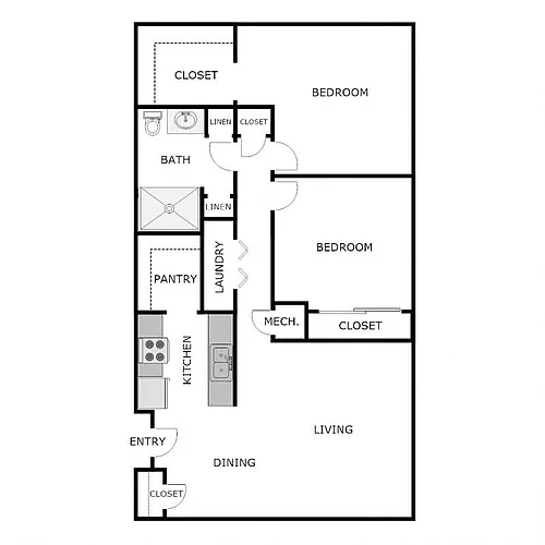 Floor plan 2 Bed 1 Bath