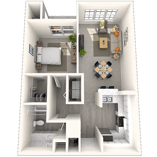 Floor plan Traditional 1x1 709-976 SF