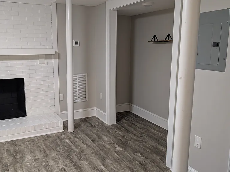 View of nook adjacent to decorative fireplace