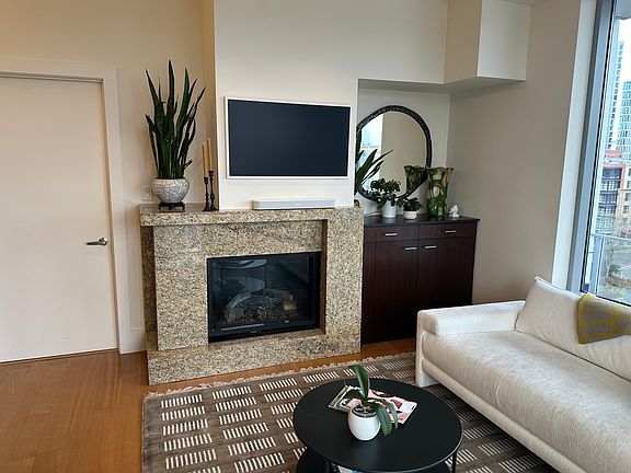 gas fireplace & built-in cabinet (wiring from cabinet for TV above the fireplace)