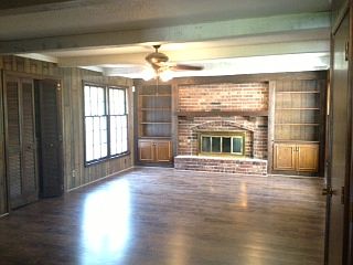 family room with fire place