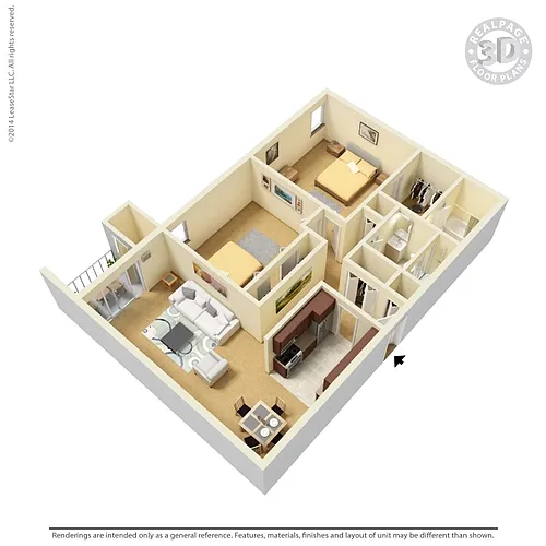 Floor plan 2 Bedroom 2 Bath
