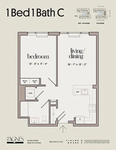 Floor plan 1 Bed 1 Bath C