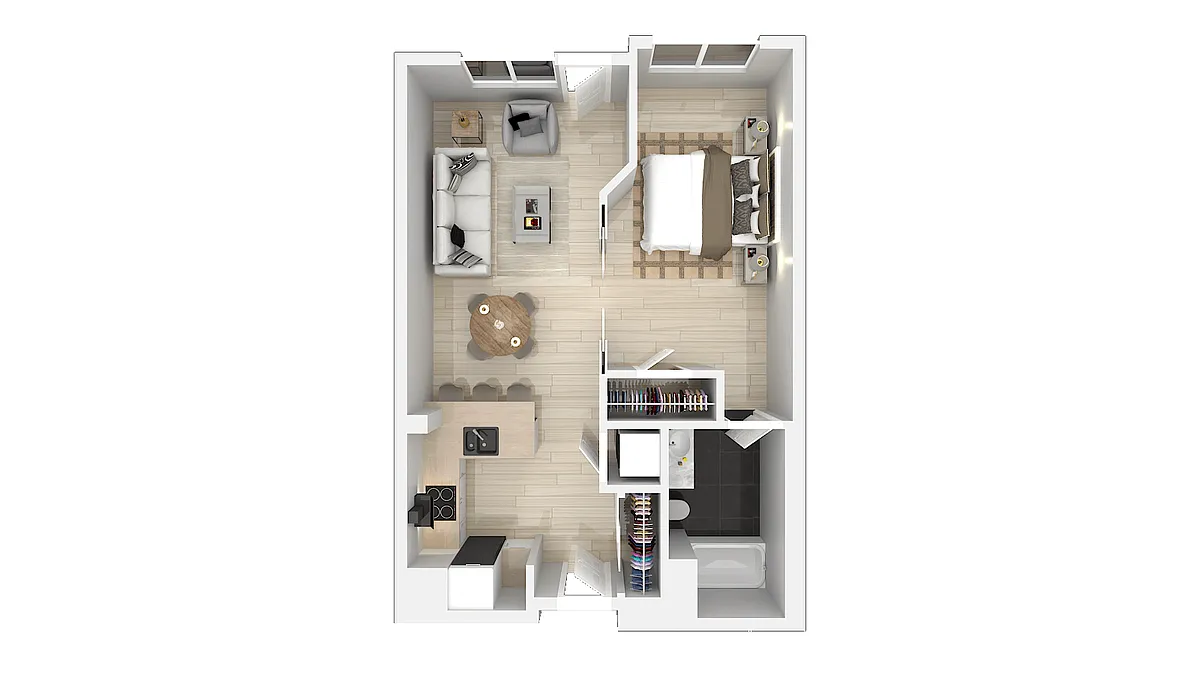 Floor plan One Bedroom One Bath D
