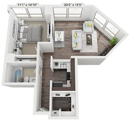 Floor plan ONE BEDROOM TWELVE