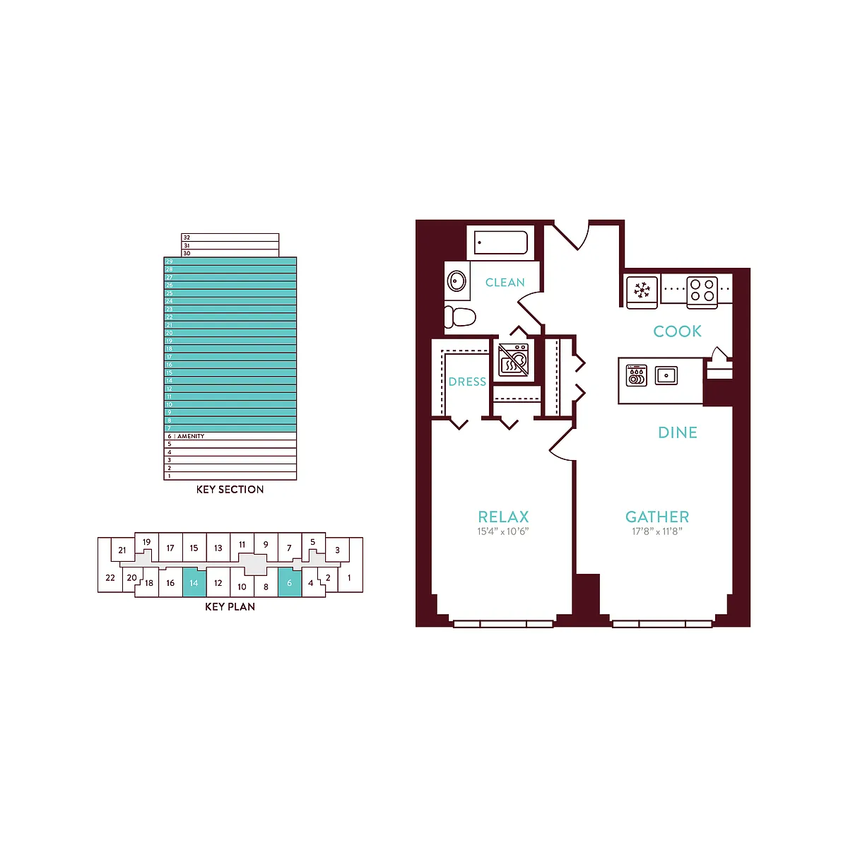 Floor plan 1 Bedroom 1 Bath Q