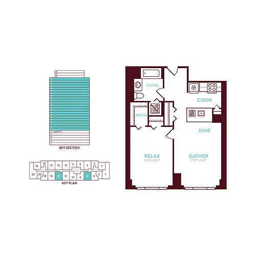 Floor plan 1 Bedroom 1 Bath Q