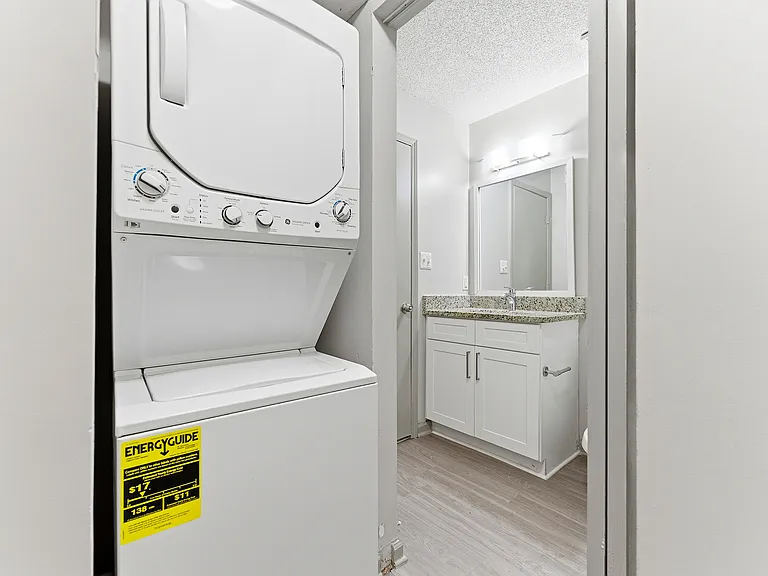 Enjoy laundry at your new home and a bright, clean bathroom made for daily ease