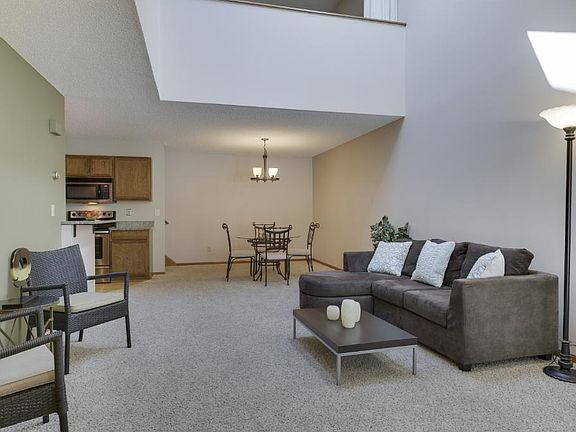 Vaulted ceiling and open floor plan