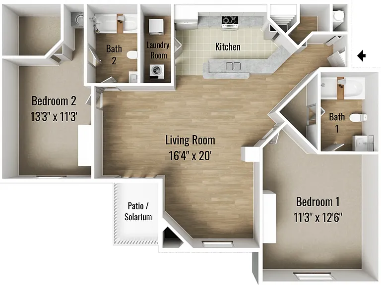 PC Two Bedroom Floorplan PC Two Bedroom Floorplan