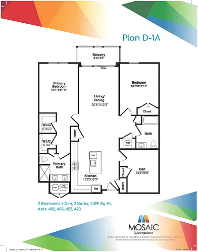 Floor plan Two Bedroom Two Bath plus Den (D-1A)