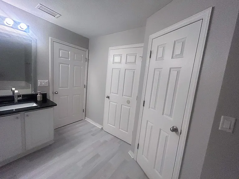master bathroom, door to toilet and closet shown