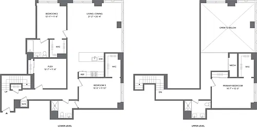 Floor plan 3 Bed+1Flex/3 Bath Duplex-C4A