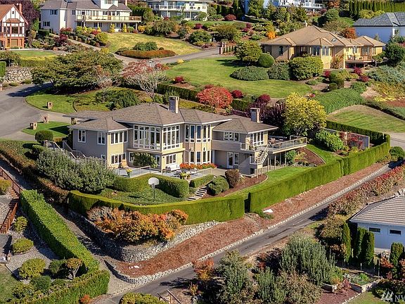 Aerial view of the home and property. 