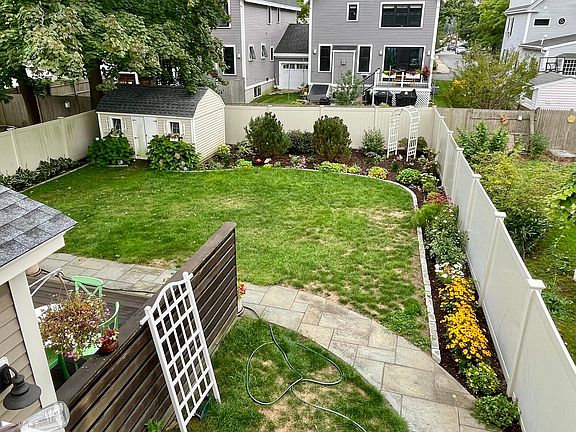 View from your deck of backyard area which is newly landscaped. (It's still a work in progress).
