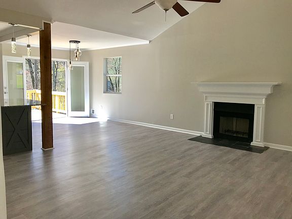 Fireplace and french doors