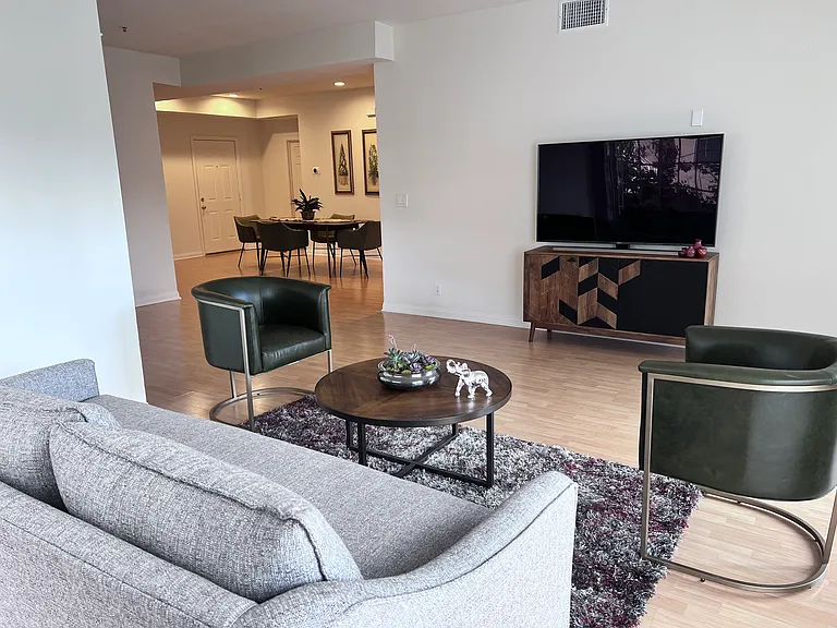 Living room with smart TV and WiFi.