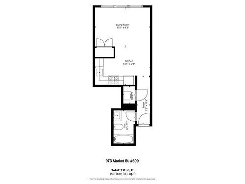 Floor plan 609 - The Clement Studio