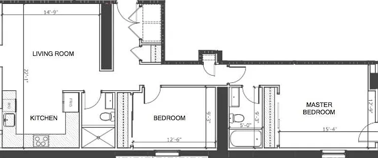 Floor plan for Unit B1