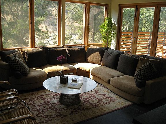 Living room, with views and folding doors to deck