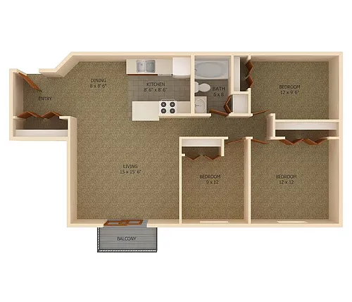 Floor plan 3B/1B