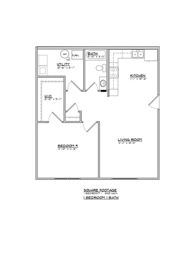 Floor plan 1BR-1BA A Apartment