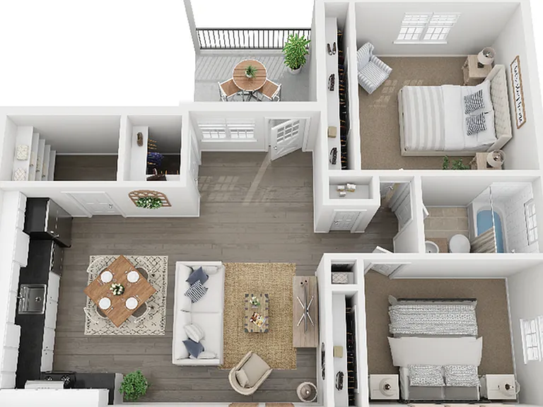 two-bedroom two-bedroom