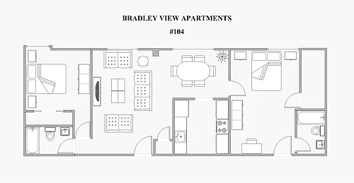 Floor plan APT 104 - 2 Bed, 2 Bath
