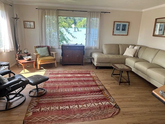Extra large living area upstairs looking out at Kachemak Bay