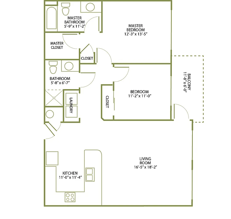 Floor plan 2 Bed/2 Bath-C-2