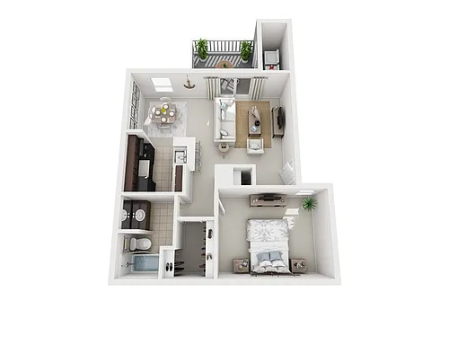 Floor plan 1 Bed, 1 Bath D