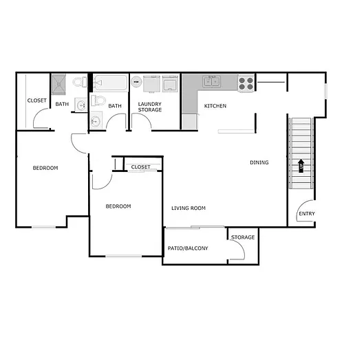 Floor plan 2 Bedroom 2 Bathroom