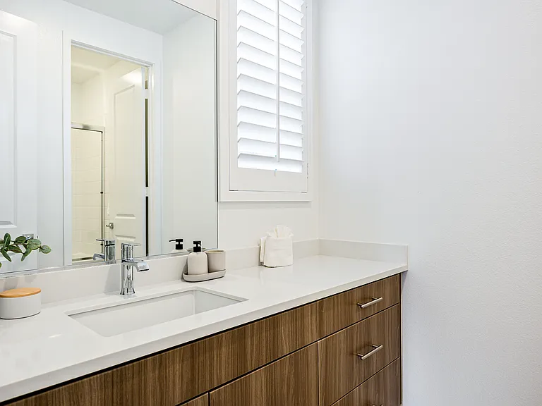 Bath with everything your crew needs to feel at home.