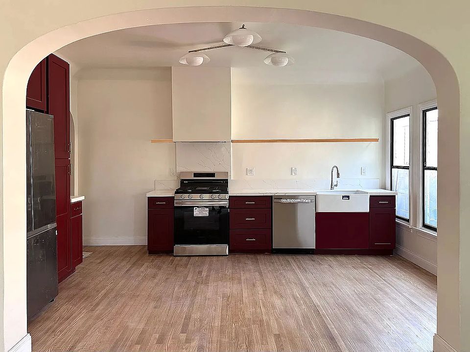 The living room flows into the kitchen / dining room for easy entertaining