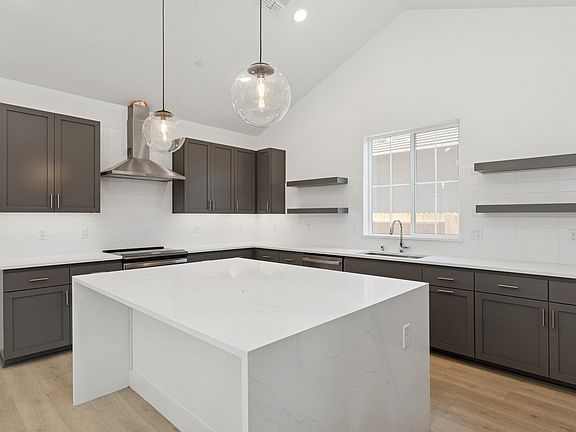 Kitchen with pendant lights