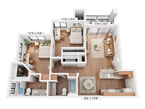 Floor plan 2BR/2BA