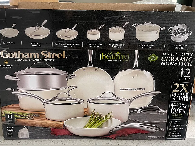 Gotham Steel Ceramic Luxury Pots, heavy duty non-stick.