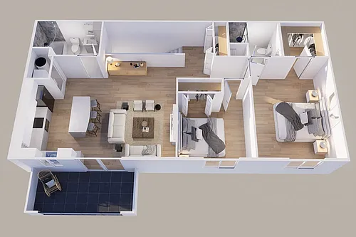 Floor plan Upper - Front View - 2 Stall