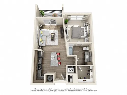 Floor plan 1 Bedroom 1 Bath A2