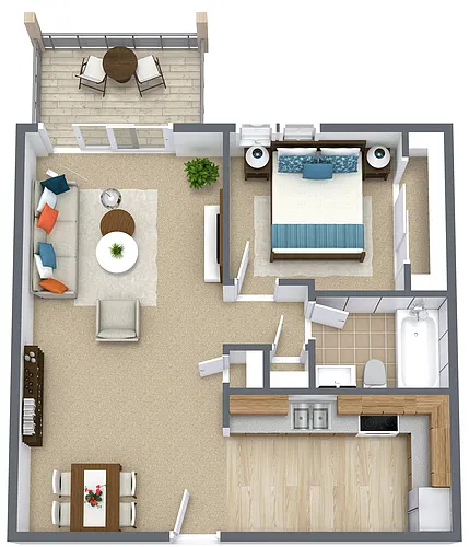 Floor plan 1BR 1BA - Large