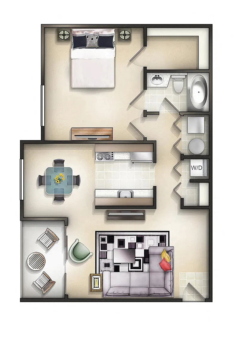 Floor plan 1 Bedroom 1 Bath Colonial at Manor
