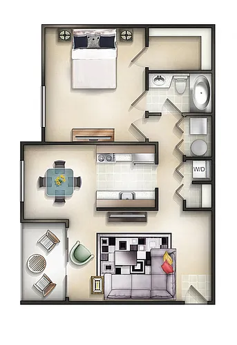 Floor plan 1 Bedroom 1 Bath Colonial at Manor